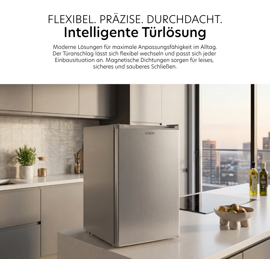 Feature-Banner, Tischkühlschrank der in einer modernen Küche steht.'