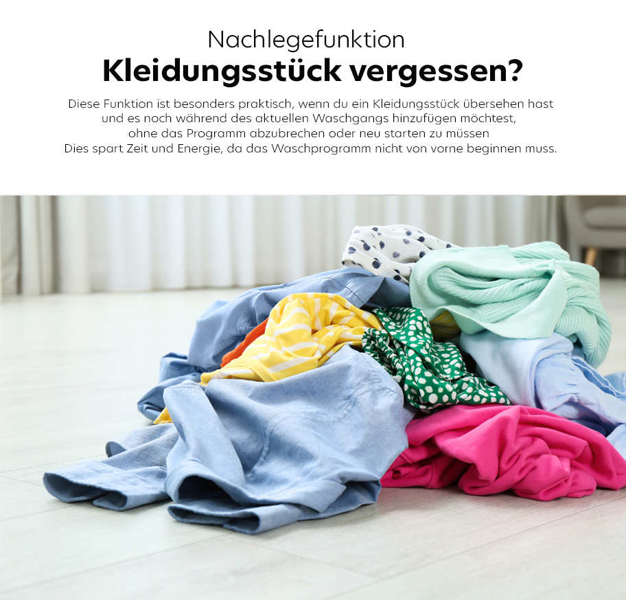 Feature-Banner,Bunte, zusammengelegte Kleidung auf hellem Boden, darunter Hemden, T-Shirts und Pullover in verschiedenen Farben und Mustern.'