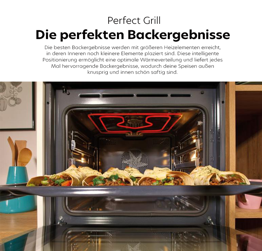 PerfectGrill Funktion für ein kunspriges und saftiges Ergebnis beim backen 