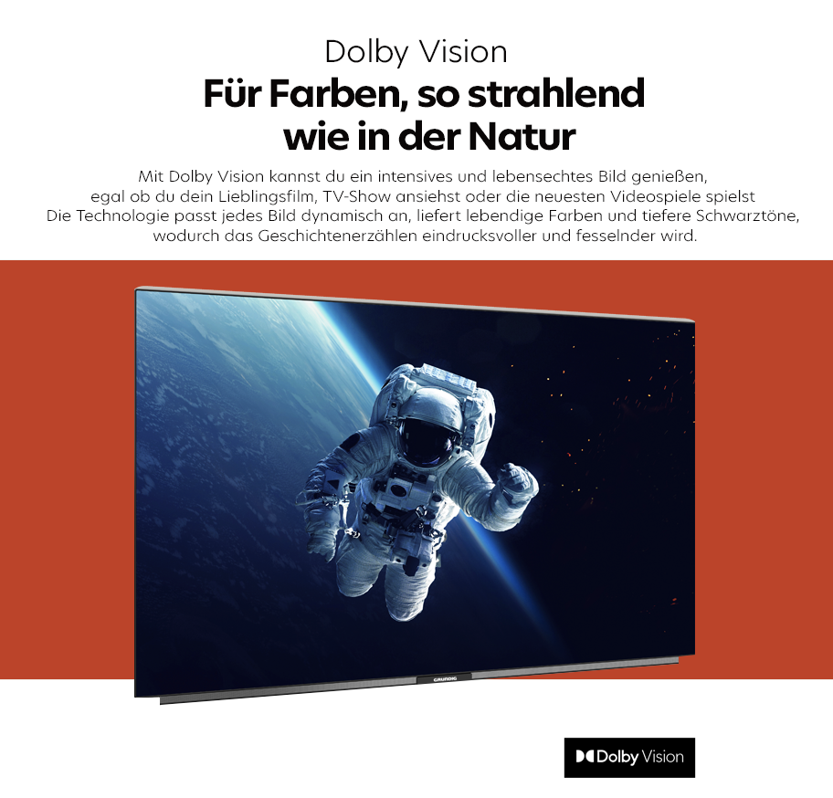 Feature-Banner,Dolby Vision und HDR10+ liefern außergewöhnliche Farben, Kontraste, und Helligkeit auf den Bildschirm