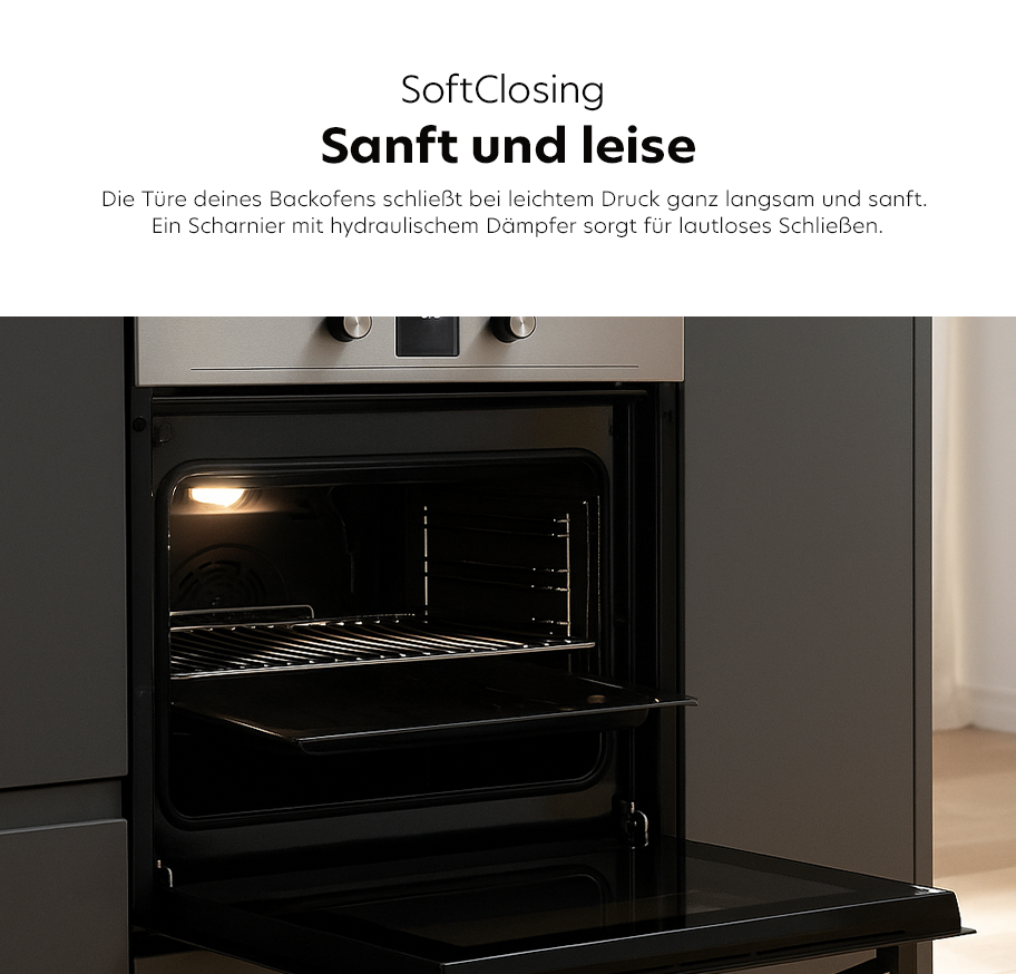 SoftClose‑Funktion für ein einfaches Öffnen und Schließen der Backofentür